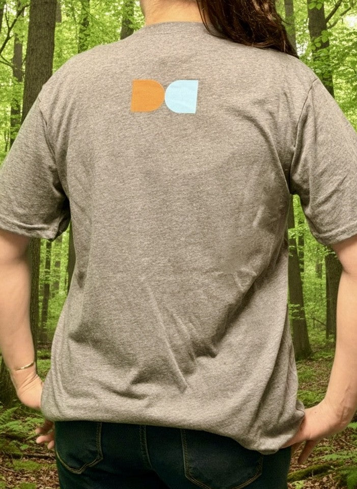 T Shirt - Crew Neck with DE Logo - Grey