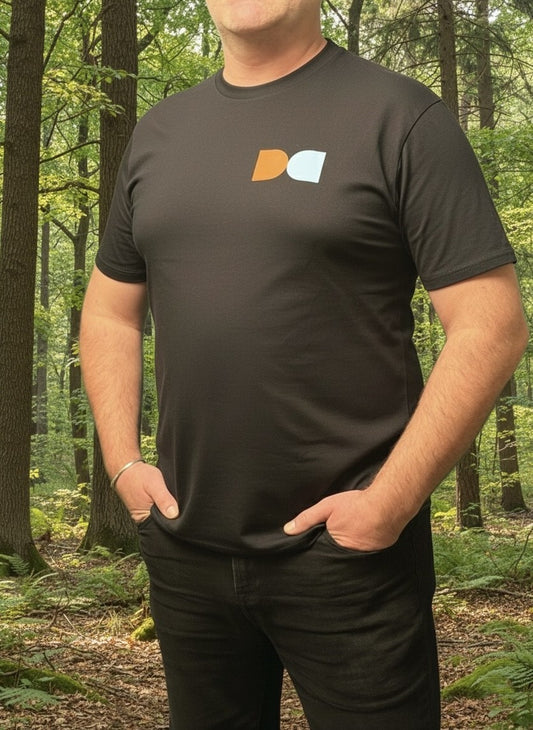 T Shirt - Crew Neck with DE Butterfly Logo - Black