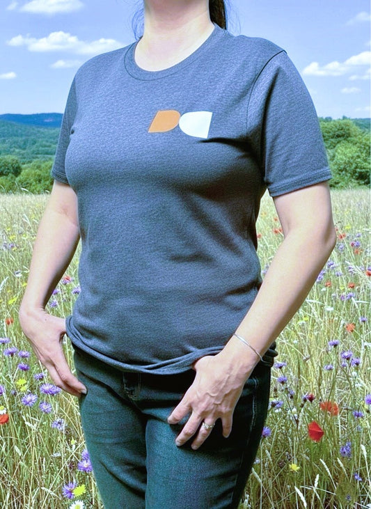 T Shirt - Crew Neck with DE Butterfly Logo - Blue