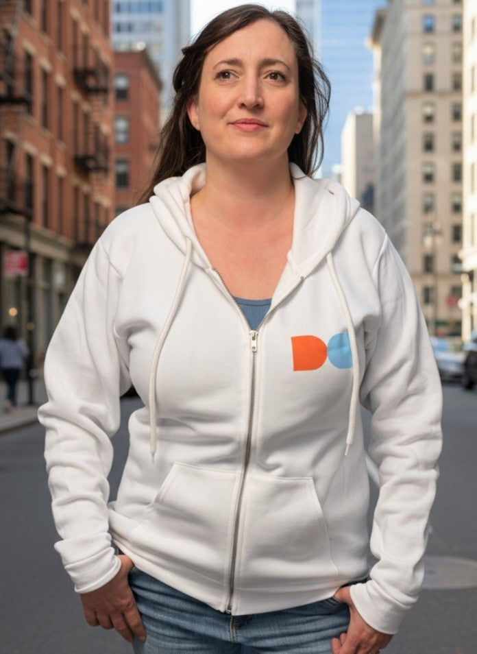 Hoodie - Zip Up with Butterfly Logo - White
