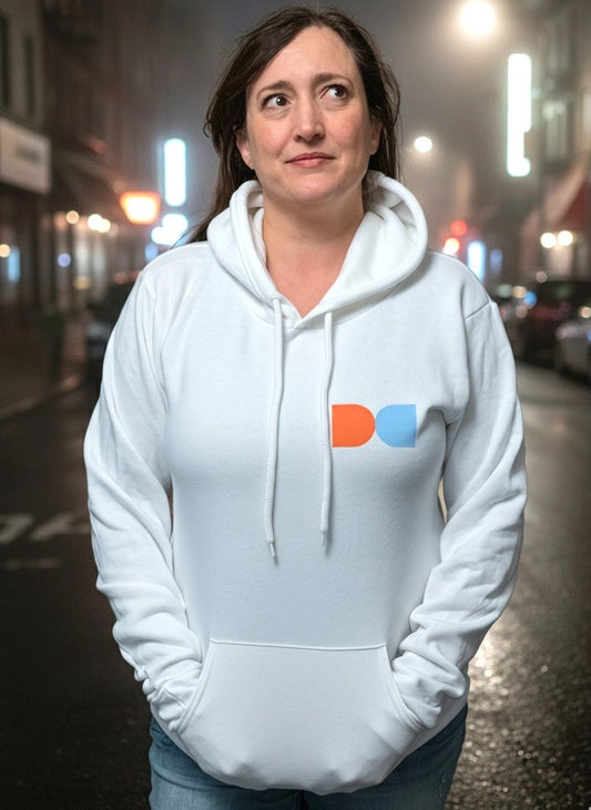 Hoodie - Pullover with DE Butterfly Logo - White