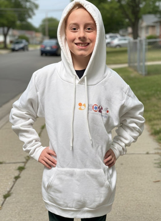 Hoodie - Pullover with DE Shape Language Logo - White