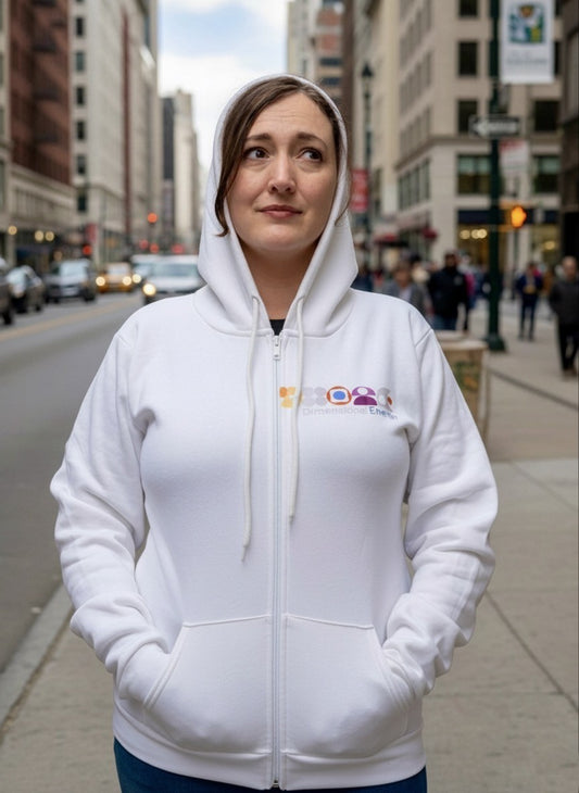 Hoodie - Zip Up with DE Shape Language - White